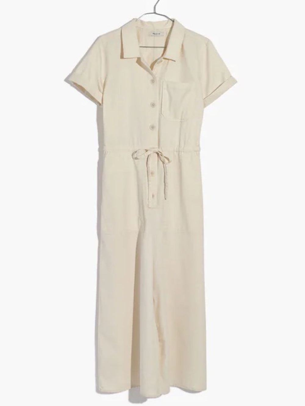 NWT Madewell Cream Wide Leg Utility Button Down Cropped Jumpsuit Coveralls